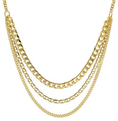 trendor Schmuck Damen-Halskette 925 Silber Goldplattiert 3-Reihig 15660
