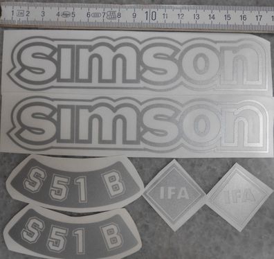 Simson, Aufkleber, IFA, Seitendeckel, Tank, S51B, Silber, transparenter HG, Oldtimer
