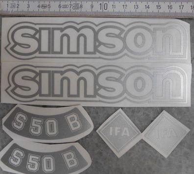 Simson, Aufkleber, IFA, Seitendeckel, Tank, S50B, Silber transparenter HG, Oldtimer