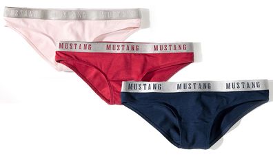 Mustang Unterwäsche Unterhose Damen Slip Baumwolle 3er Pack
