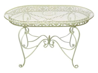 Gartentisch 135cm Eisen Tisch Schmiedeeisen Gartenmöbel creme weiss antik Stil