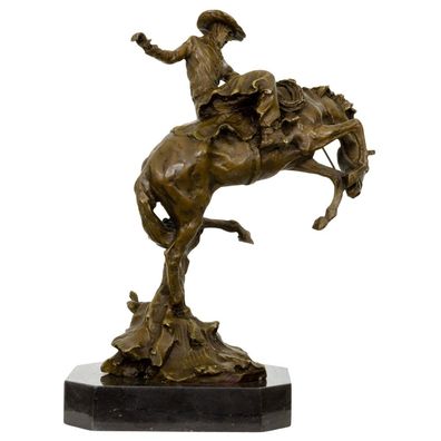 Bronzeskulptur Figur Rodeo Reiter nach Frederic Remington Cowboy Replik Kopie