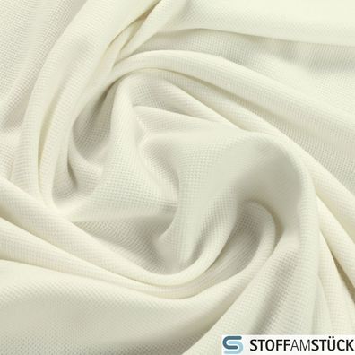 Stoff Baumwolle Piqué Jersey off-white dehnbar weich Reine Baumwolle Pique