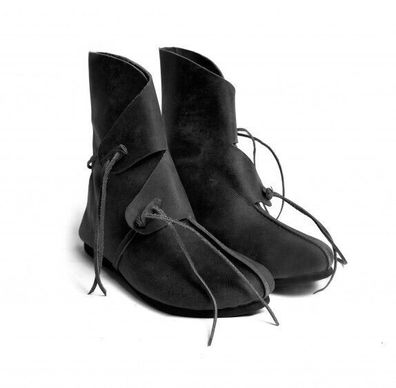 Wikinger Stiefel Nubukleder mit Gummisohle halbhoch schwarz Größe 42