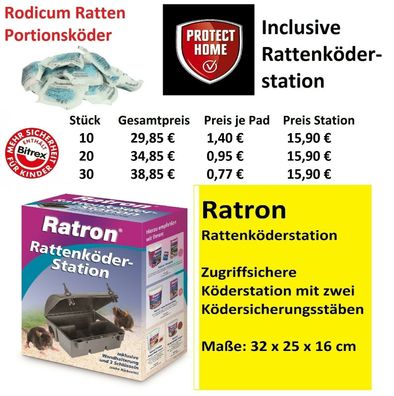 Rodicum Ratten Gift Pads 27 ppm 10 g Rattengift Mäusegift inclusive Station