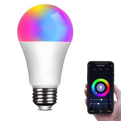 Wifi Smart Bulb E27 9W LED Multicolor RGB + CCT 2700K-6500K, Kompatibel mit Alexa/ Go