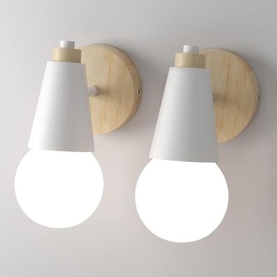Vintage Innenwandleuchte Wandlampe 360° drehbare Holzwandlampe E27 Wandlampen für Sc