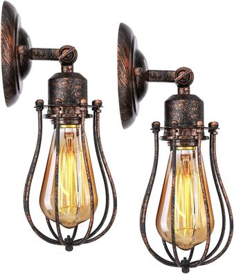 Set mit 2 industriellen Wandleuchten E27 Käfigschirm Retro-Pendelleuchte Deckenlampe