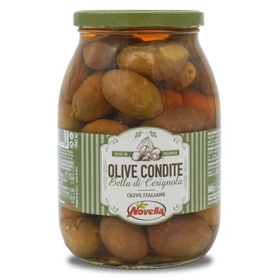 Grüne Oliven | Novella | mit Stein | Olive Condite | 600g | aus Italien