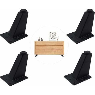 4 Stück schwarze verstellbare Möbelfüße, Möbelbeine aus Aluminiumlegierung, dreiecki