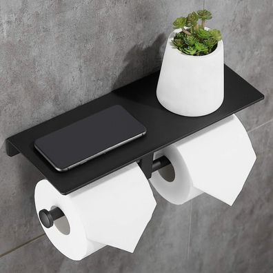 Doppelrollen-Toilettenpapierhalter, Aluminium, Wandmontage, Badezimmer-Papieraufbewa