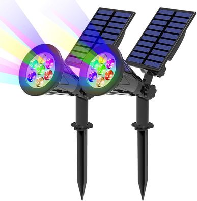 2er-Pack 7 LED-Solarleuchten, 7 farbwechselnde kabellose wasserdichte IP65-Außenleuc