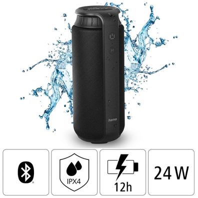 Hama Bluetooth Lautsprecher Pipe 2.0 IPX4 24W Sound BT Speaker MP3 Musik-Box