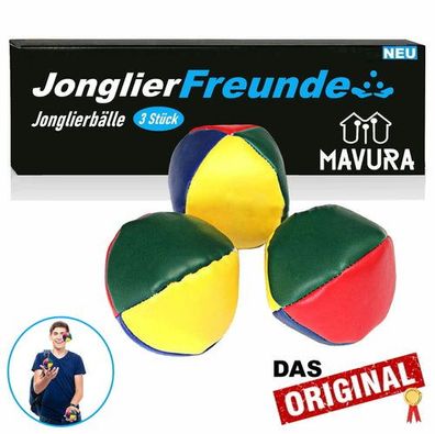JonglierFreunde Jonglierbälle Set Premium Jonglierset Jonglieren m. Anleitung 3er