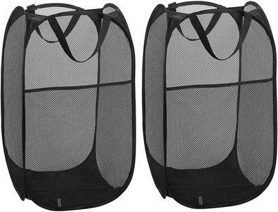 Wäschekorb [2er-Pack] Zusammenklappbarer Pop-Up-Wäschekorb aus Netzstoff Wäschesack