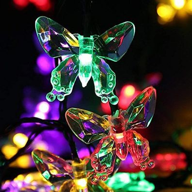 Wasserdichte Solar-LED-Lichterkette 20 LED-Schmetterling Wasserdichtes 5-m-Multicolo