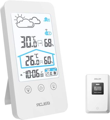 Funk-Wetterstation mit Außensensor, Innen-Außen-Hygrometer, Thermometer, Farb-LCD-Di