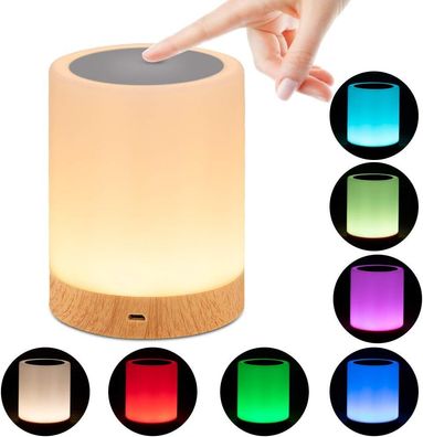 LED-Nachtlicht, Nachttischlampe mit Touch-Steuerung und USB-Aufladung und RGB-Farbwe