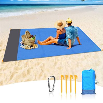 Tragbare Strandmatte, sandfest, wasserdicht und schnell trocknend (210 cm x 200 cm,