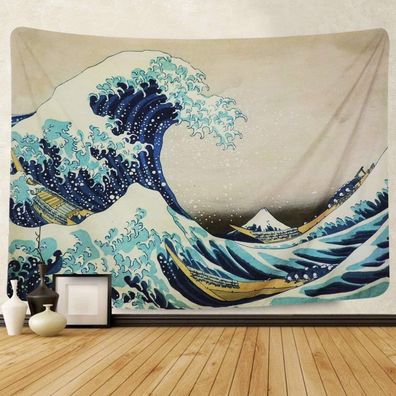 Indischer Wandteppich Wandbehang Tapisserie The Great Wave Off Kanagawa Mandala Wand