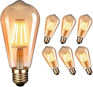 LED Edison Vintage Glühbirne, E27 4W LED Vintage Glühbirne Antik Deko Lampe 2700K Re