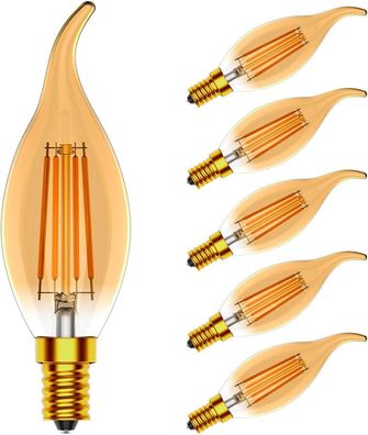 5X E14 Filament Candle Lamp 4W Edison LED Bulb C35 Warm White 2700K High Bright Fila