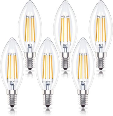 Packung mit 6 dimmbaren E14-LED-Kerzenlampen, 4 W (ersetzt 40 W), warmweiß 2700 K, d