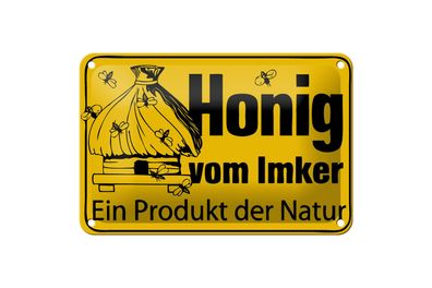 Blechschild Hinweis 18x12cm Honig vom Imker Naturprodukt Deko Schild