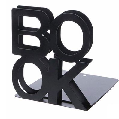 Strapazierfähige L-förmige Buchstützen aus Metall mit "Book"-Schriftzug und rutschfes