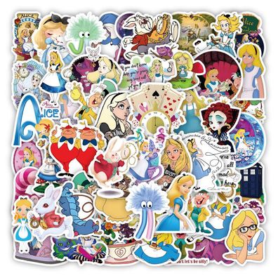 100pcs Aufkleber Set Alice's Adventures in Wonderland Sticker für Laptop Handy Koffer