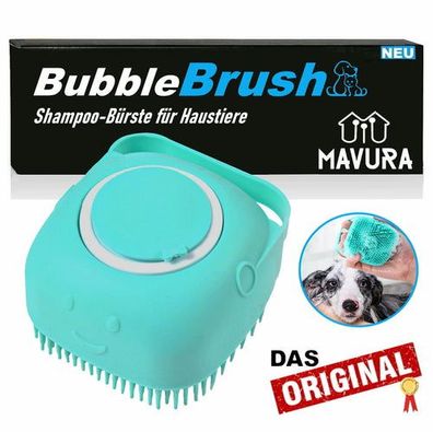 BubbleBrush Fellpflegebürste Badebürste Hund Katze Waschbürste Shampoo Spender