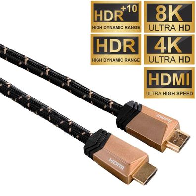 Hama 8K 1m HDMIKabel Ultra HighSpeed AnschlussKabel 3D UHD HDR HD TV Beamer