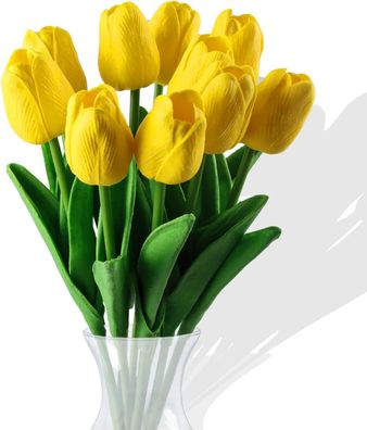 10 Stück künstliche Tulpenblumen, künstliche Blumen, echter Hauch, Tulpen-Seide, gefä