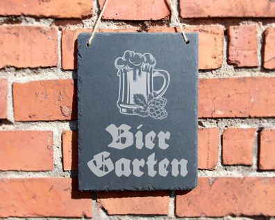Schiefertafel "Biergarten" #0125 Bier trinken Männergeschenk