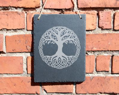 Schiefertafel "Baum des Lebens" #0082 Wikinger Walhalla Runen