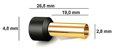 4,0mm² Viablue OFC-Aderendhülsen mit Kragen / 24k vergoldet / VE 10-20-30-40-50 Stück