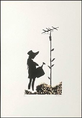 BANKSY * Girl watering Sunflower * 50x35 cm * Lithografie * limitiert # 8/250