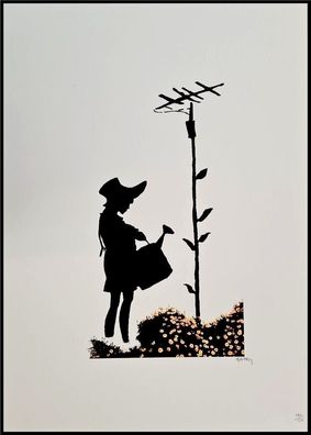 BANKSY * Girl watering Sunflower * 70x50 cm * Lithografie * limitiert # 140/150