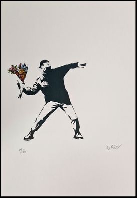 BANKSY * Love is in the Air * 50x35 cm * Lithografie * limitiert # 23/60