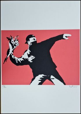 BANKSY * Love is in the Air * 50x35 cm * Lithografie * limitiert # 28/60