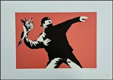 BANKSY * Love is in the Air * 70x50 cm * Lithografie * limitiert # 122/150