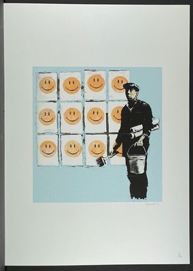 BANKSY * Sad Man with Smileys * 70x50 cm * Lithografie * limitiert # 9/150