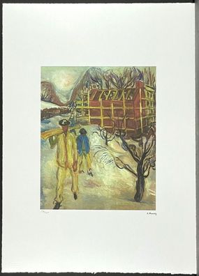 EDVARD MUNCH * Building Workers in... * 50 x 70 cm * signed lithograph * limited