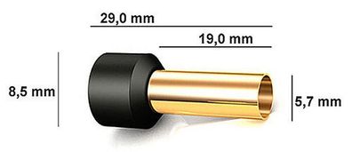 16mm² Viablue OFC-Aderendhülsen mit Kragen / 24k vergoldet / VE 10-20-30-40-50 Stück