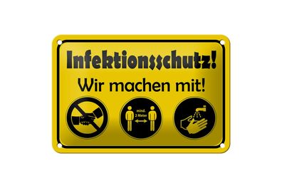 Blechschild Hinweis 18x12cm Infektionsschutz Wir machen mit Deko Schild