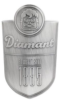 Diamant Steuerrohrplakette, Diamant Logo, Retro, SILVER