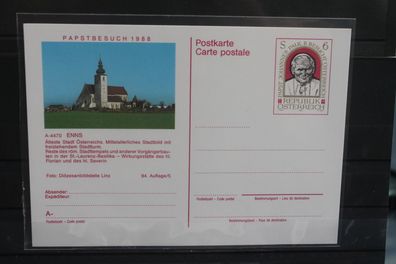Österreich Auslands-Bildpostkarte; Papst Johannes Paul II.1988 in Österreich; Enns