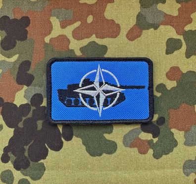 Patch "Leopard NATO" Blau Morale Abzeichen, Klett Aufnäher Panzer Truppen BW Ukraine