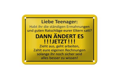 Blechschild Spruch 18x12cm Liebe Teenager - ÄNDERT ES Deko Schild