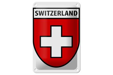 Blechschild Flagge 12x18cm Switzerland Schweiz Wappen Deko Schild